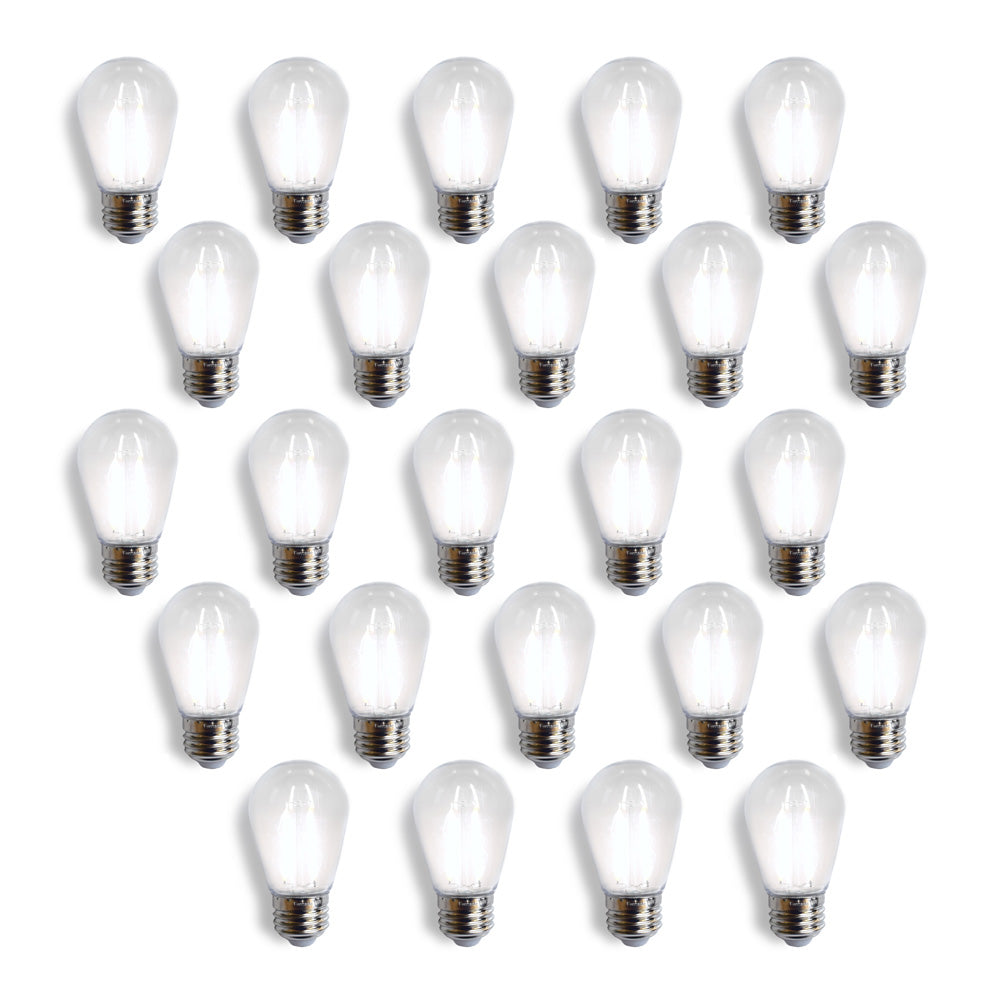 24-Pack Cool White LED Filament S14 Shatterproof Light Bulb, Dimmable, 2W,  E26 Medium Base