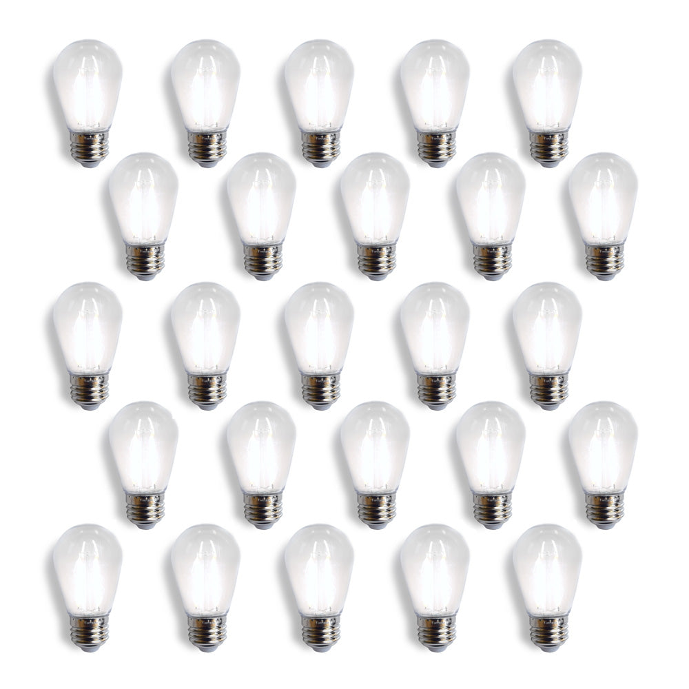 25-Pack Cool White LED Filament S14 Shatterproof Light Bulb, Dimmable, 2W,  E26 Medium Base