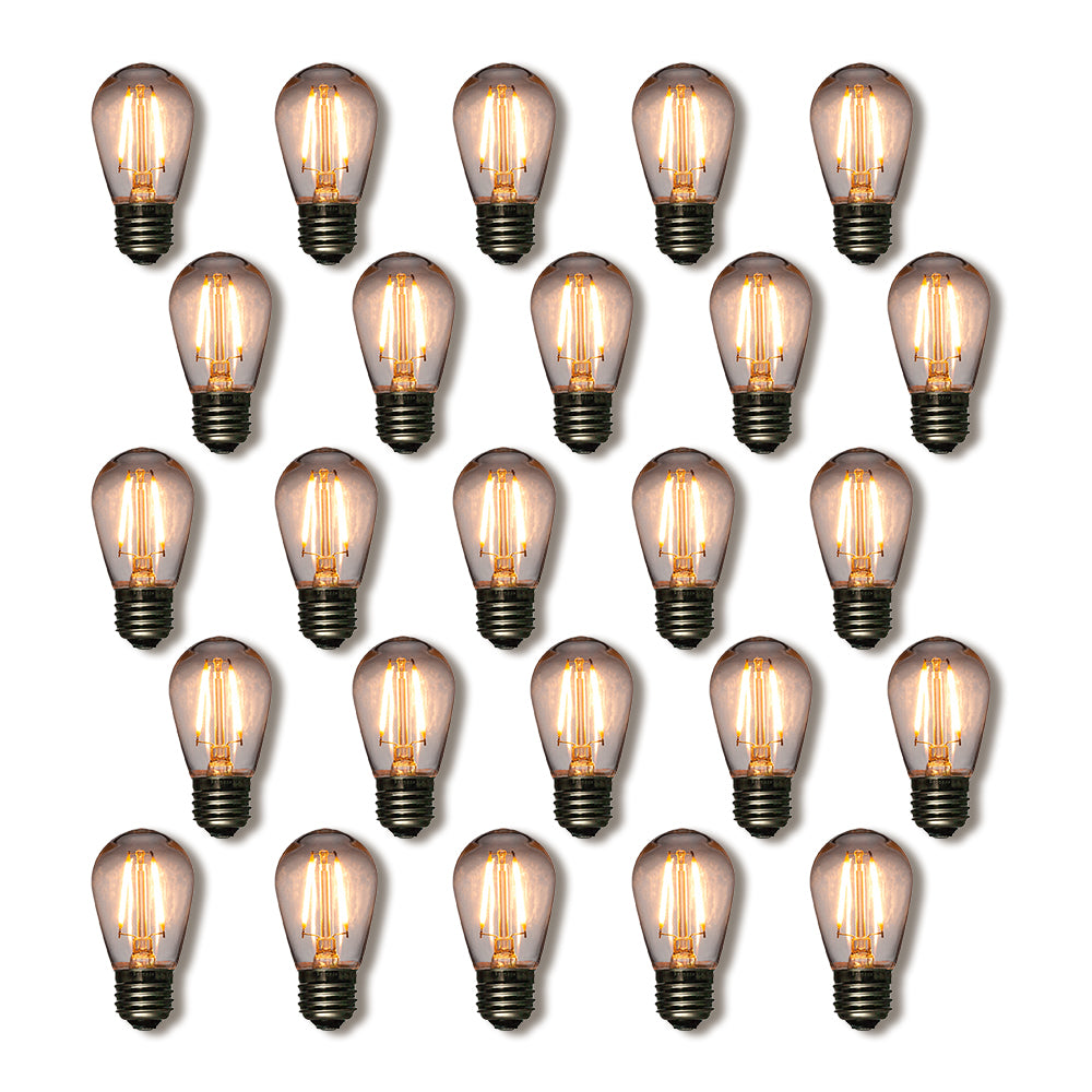 25-Pack Warm White LED Filament S14 Shatterproof Light Bulb, Dimmable, 2W,  E26 Medium Base