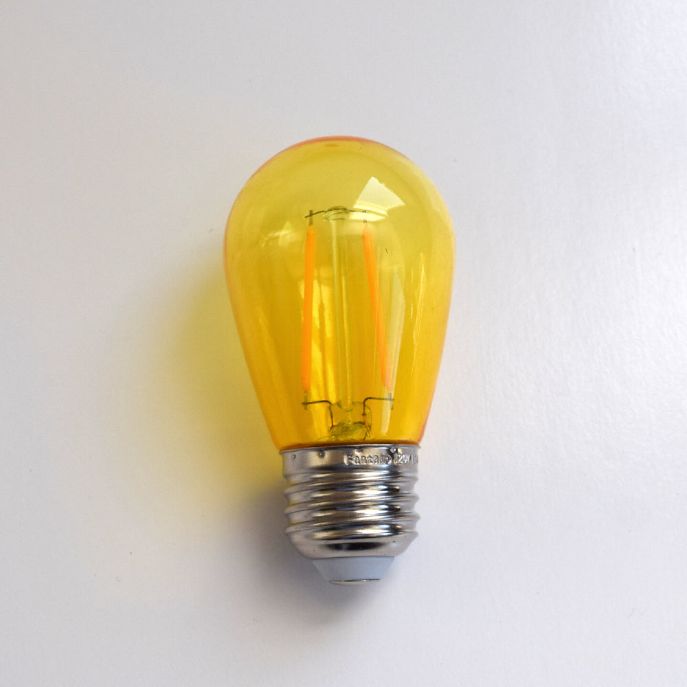 Yellow LED Filament S14 Shatterproof Energy Saving Color Light Bulb, Dimmable, 2W,  E26 Medium Base