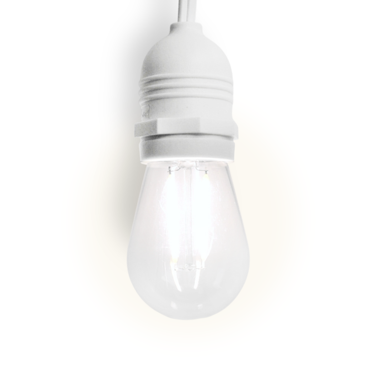 CORD + Shatterproof Bulb | White Weatherproof Outdoor Pendant Light Lamp Cord Combo Kit, S14 Cool White Bulb