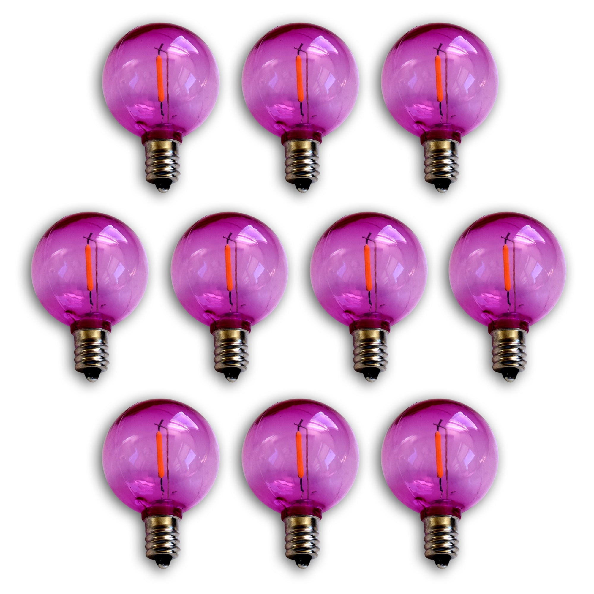 10-PACK Fuchsia / Hot Pink LED Filament G40 Globe Shatterproof Energy ...