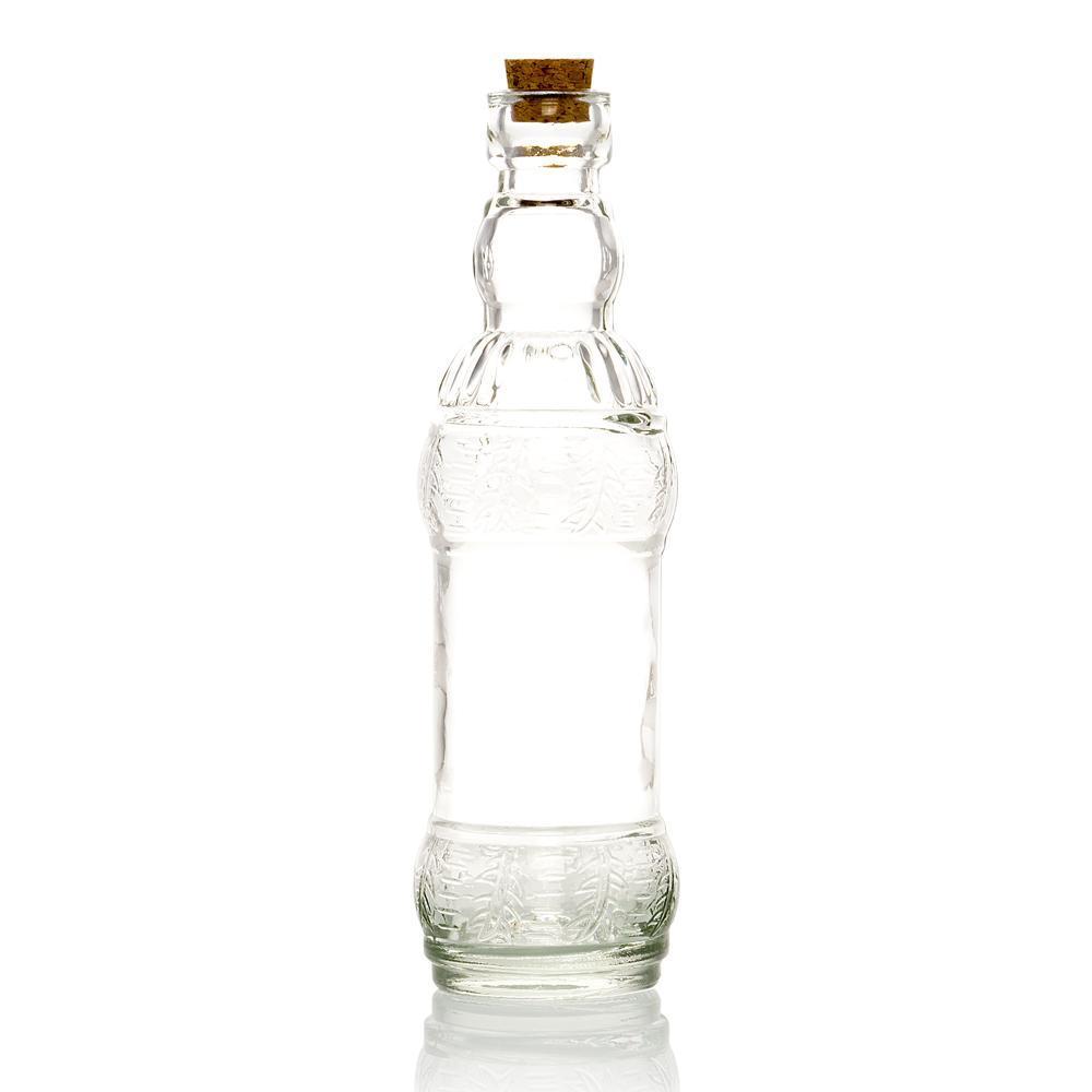 Royal Flush Clear Vintage Glass Bottles Set - (5 Pack, Assorted Designs)