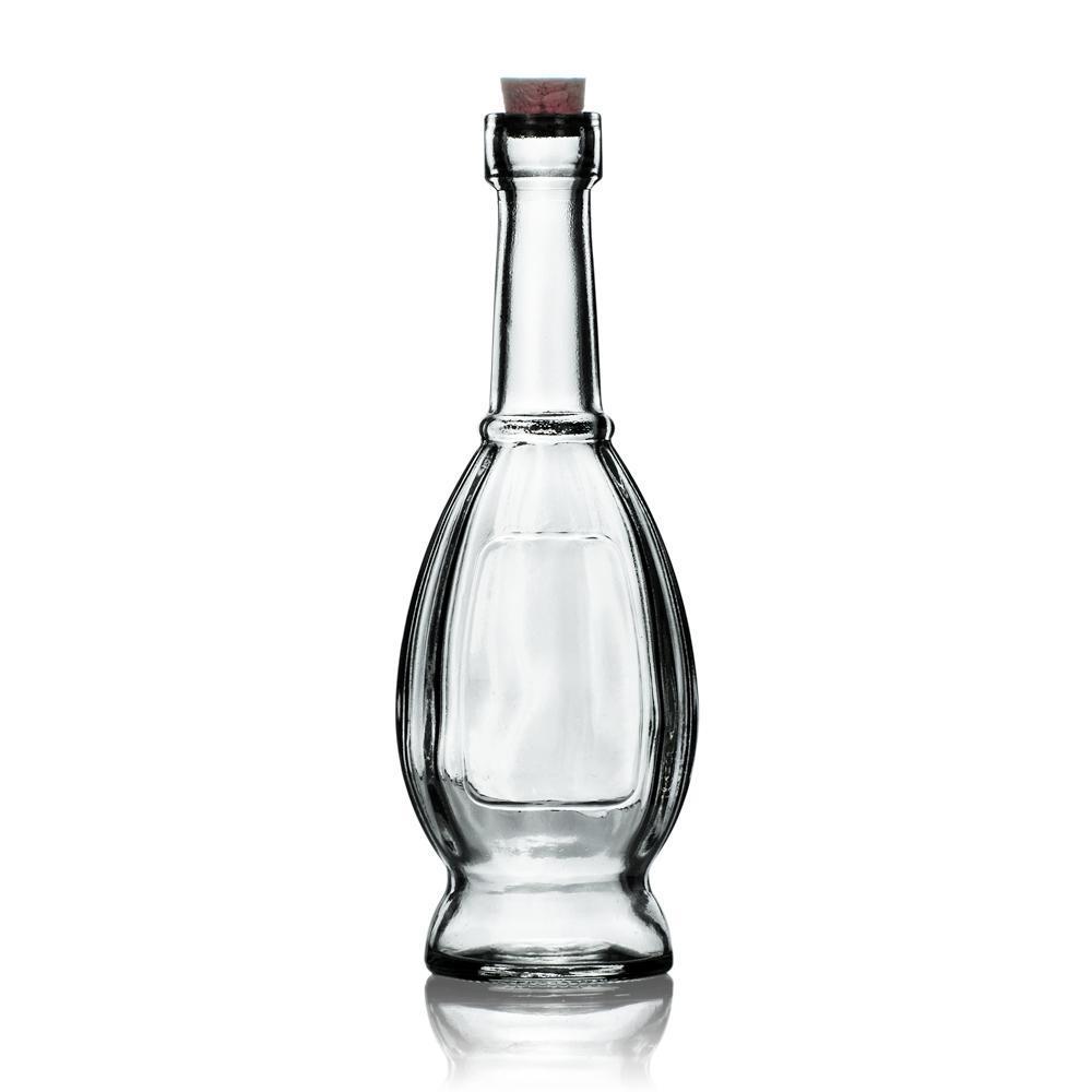 Shabby Chic Clear Vintage Glass Bottles Set - (5 Pack, Assorted Designs)