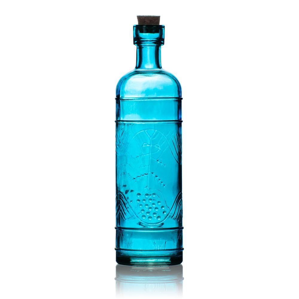 Bohemian Chic Turquoise Blue Vintage Glass Bottles Set - (5 Pack, Assorted Designs)