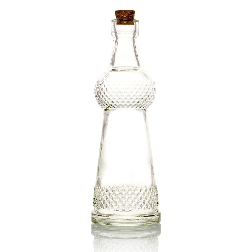 Royal Flush Clear Vintage Glass Bottles Set - (5 Pack, Assorted Designs)