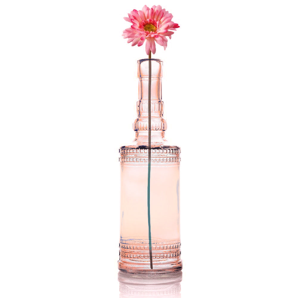 3 Pack | 8.86" Camila Pink Vintage Glass Bottle with Cork - DIY Wedding Flower Bud Vases