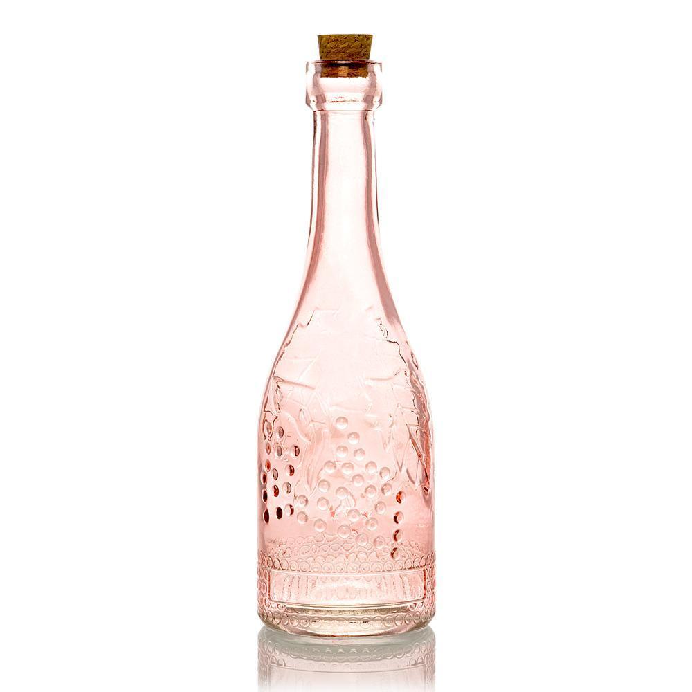 Royal Flush Pink Vintage Glass Bottles Set - (5 Pack, Assorted Designs)