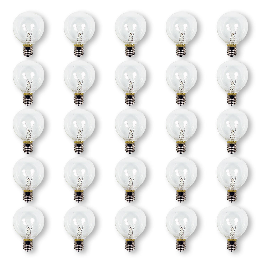 BLOWOUT Clear 7-Watt Incandescent G50 Globe Light Bulbs, E17 Intermediate Base (25 PACK)