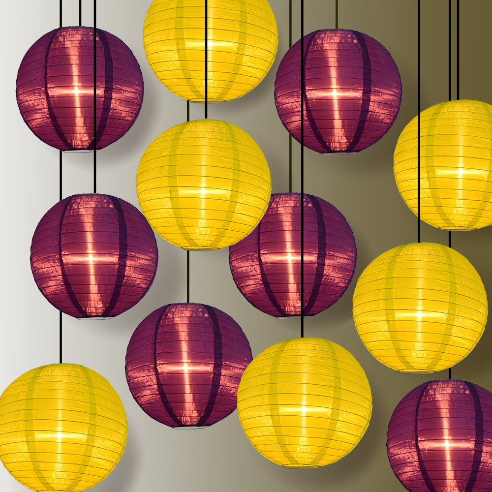 Halloween 12-Piece Purple / Green Nylon Lantern Party Pack Set, Assorted Hanging Decoration