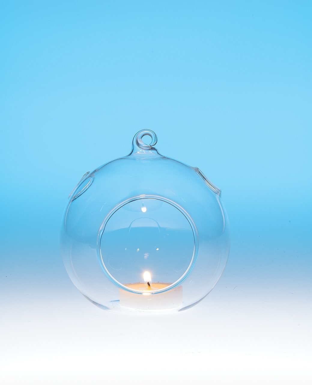Clear Hanging Glass Medium Ball Tealight Candle Holder - PaperLanternStore.com - Paper Lanterns, Decor, Party Lights &amp; More