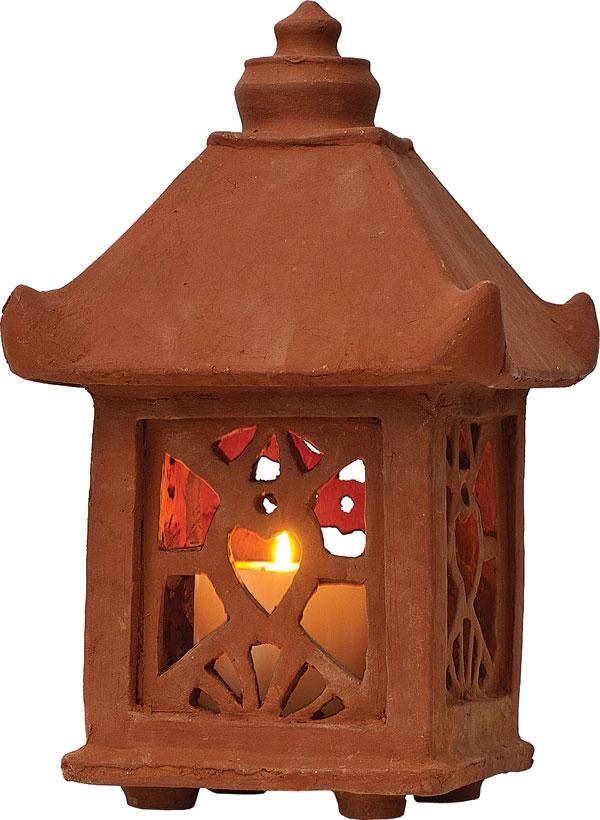 Terra Cotta Heart Pattern Garden Lantern - PaperLanternStore.com - Paper Lanterns, Decor, Party Lights &amp; More