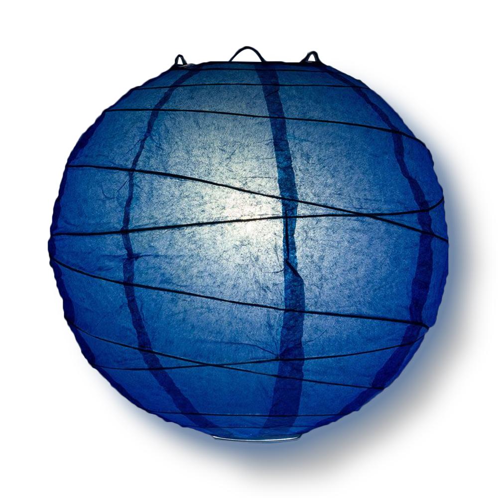 8/12/16&quot; Dark Blue Round Paper Lanterns, Irregular Ribbing (3-Pack Cluster) - PaperLanternStore.com - Paper Lanterns, Decor, Party Lights &amp; More