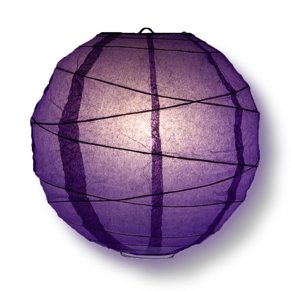 8/12/16&quot; Purple Round Paper Lanterns, Irregular Ribbing (3-Pack Cluster) - PaperLanternStore.com - Paper Lanterns, Decor, Party Lights &amp; More