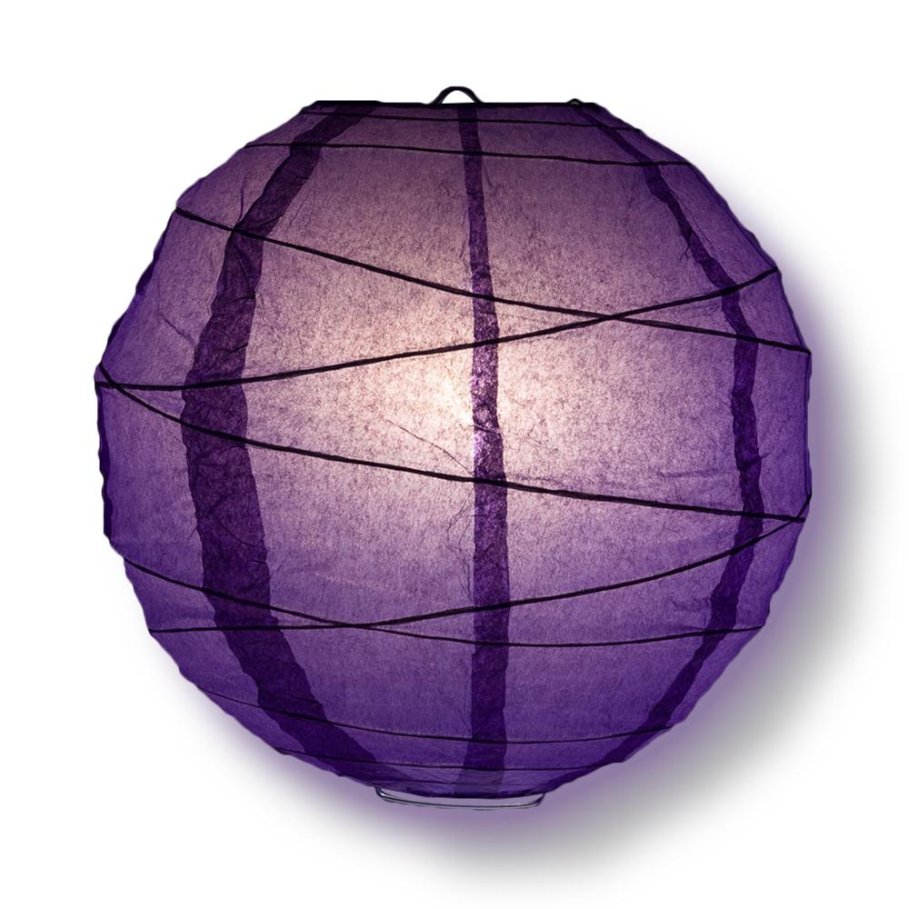 8/12/16" Purple Round Paper Lanterns, Irregular Ribbing (3-Pack Cluster) - PaperLanternStore.com - Paper Lanterns, Decor, Party Lights & More