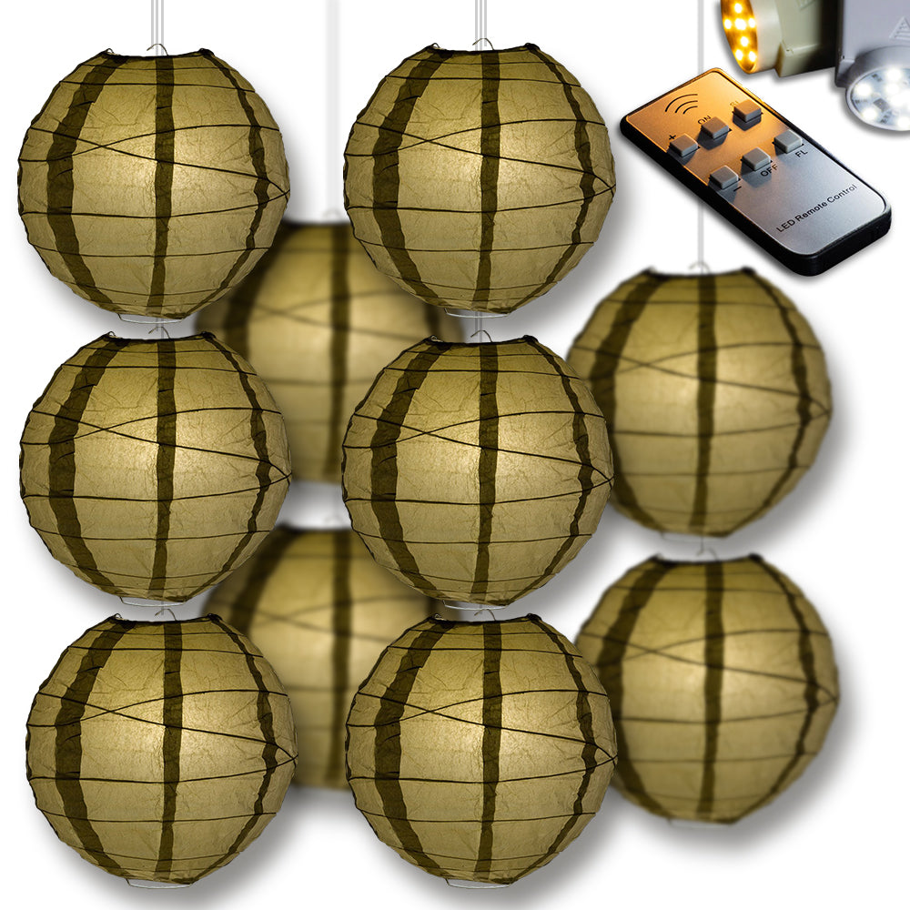 Gold Crisscross Paper Lantern 10pc Party Pack with Remote Controlled LED Lights Included