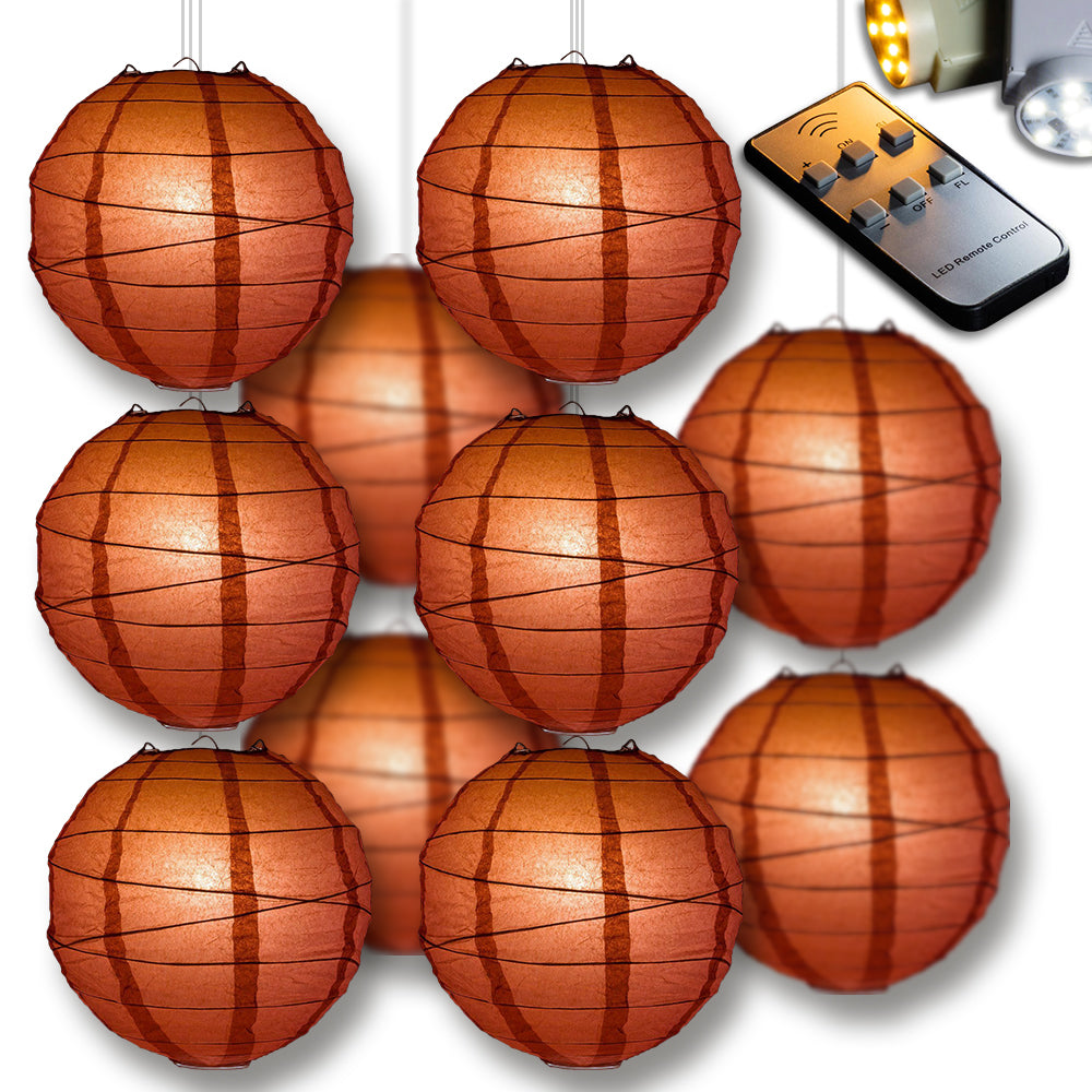 Marsala Burgundy Wine Red Crisscross Paper Lantern 10pc Party Pack with Remote Controlled LED Lights Included