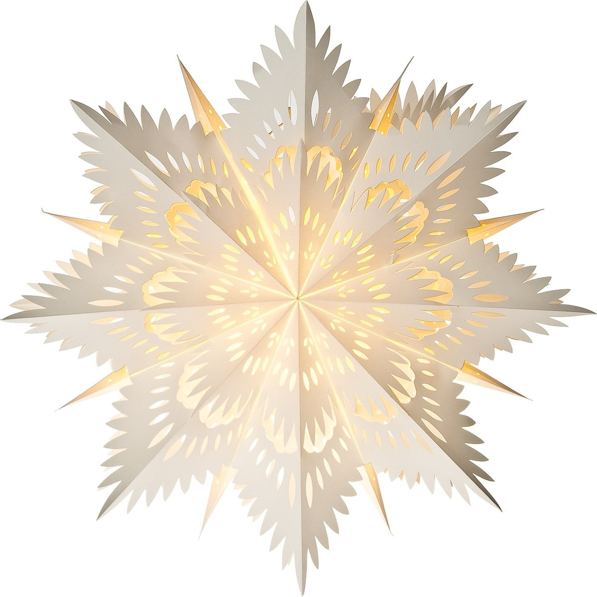 White Stella Pizzelle Designer Paper Star Lantern - PaperLanternStore.com - Paper Lanterns, Decor, Party Lights &amp; More