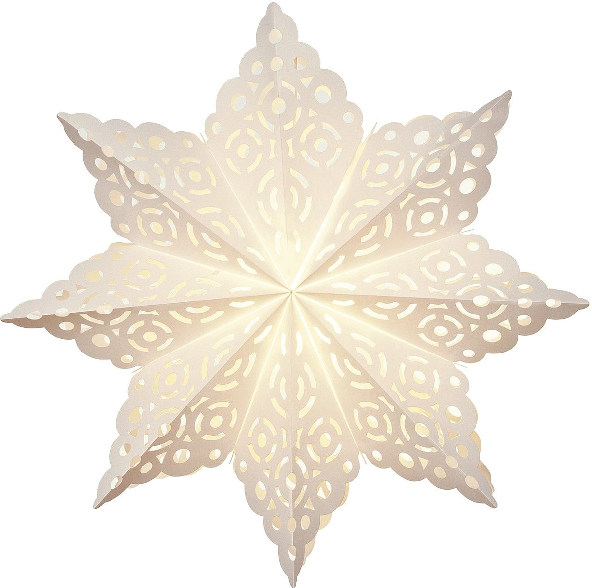 White Gelo Pizzelle Designer Paper Star Lantern - PaperLanternStore.com - Paper Lanterns, Decor, Party Lights &amp; More