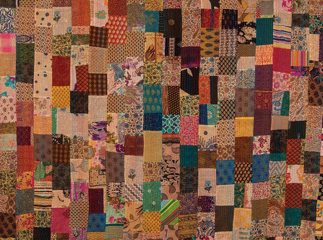 Diya Kantha Handmade Quilt - (Large, 7 X 8.5 Feet, 100% Cotton, Fair Trade Certified) - PaperLanternStore.com - Paper Lanterns, Decor, Party Lights &amp; More