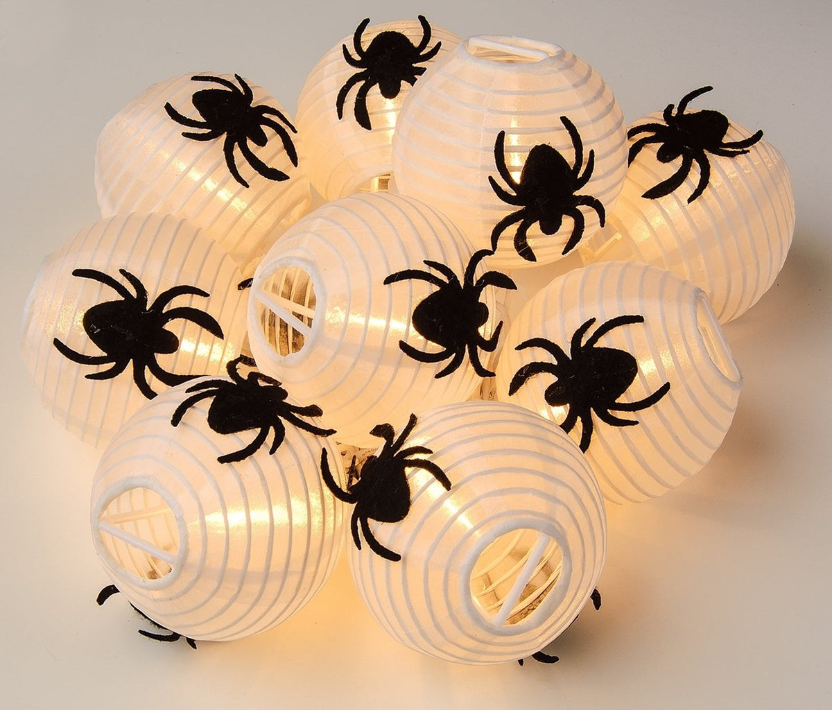 Nylon Spooky Spiders Lantern String Lights - PaperLanternStore.com - Paper Lanterns, Decor, Party Lights &amp; More