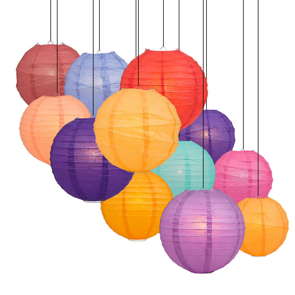 Desert Sunset Multicolored Paper Lantern Set - 12 pieces