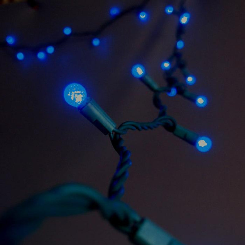 70 Outdoor Blue LED G12 Raspberry String Lights, 23.6 FT Green Cord, Weatherproof, Expandabl - PaperLanternStore.com - Paper Lanterns, Decor, Party Lights & More