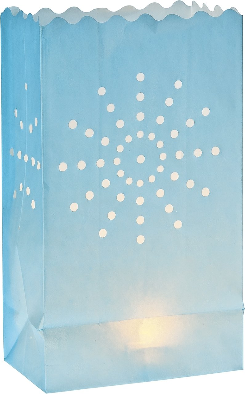 Ice Blue Sunburst Paper Bag Luminaries (4-pack) - PaperLanternStore.com - Paper Lanterns, Decor, Party Lights &amp; More