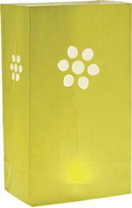 Chartreuse Green Daisy Paper Bag Luminaries (4-pack) - PaperLanternStore.com - Paper Lanterns, Decor, Party Lights &amp; More