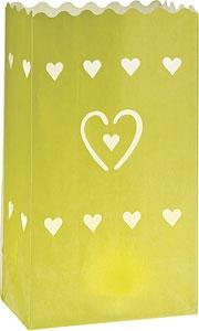 Chartreuse Green Hearts Paper Bag Luminaries (4-pack) - PaperLanternStore.com - Paper Lanterns, Decor, Party Lights &amp; More