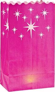 Fuchsia Pink Starburst Paper Bag Luminaries (4-pack) - PaperLanternStore.com - Paper Lanterns, Decor, Party Lights &amp; More