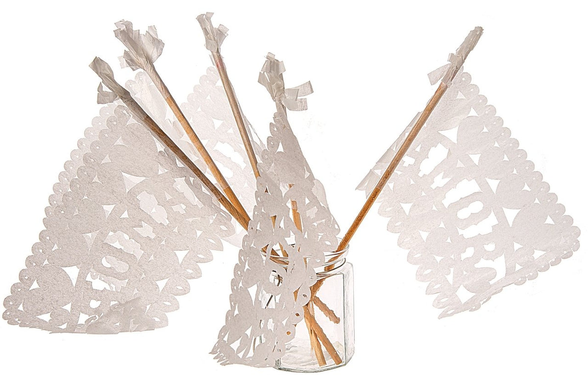 White Mexican Wedding Paper Flags - PaperLanternStore.com - Paper Lanterns, Decor, Party Lights &amp; More