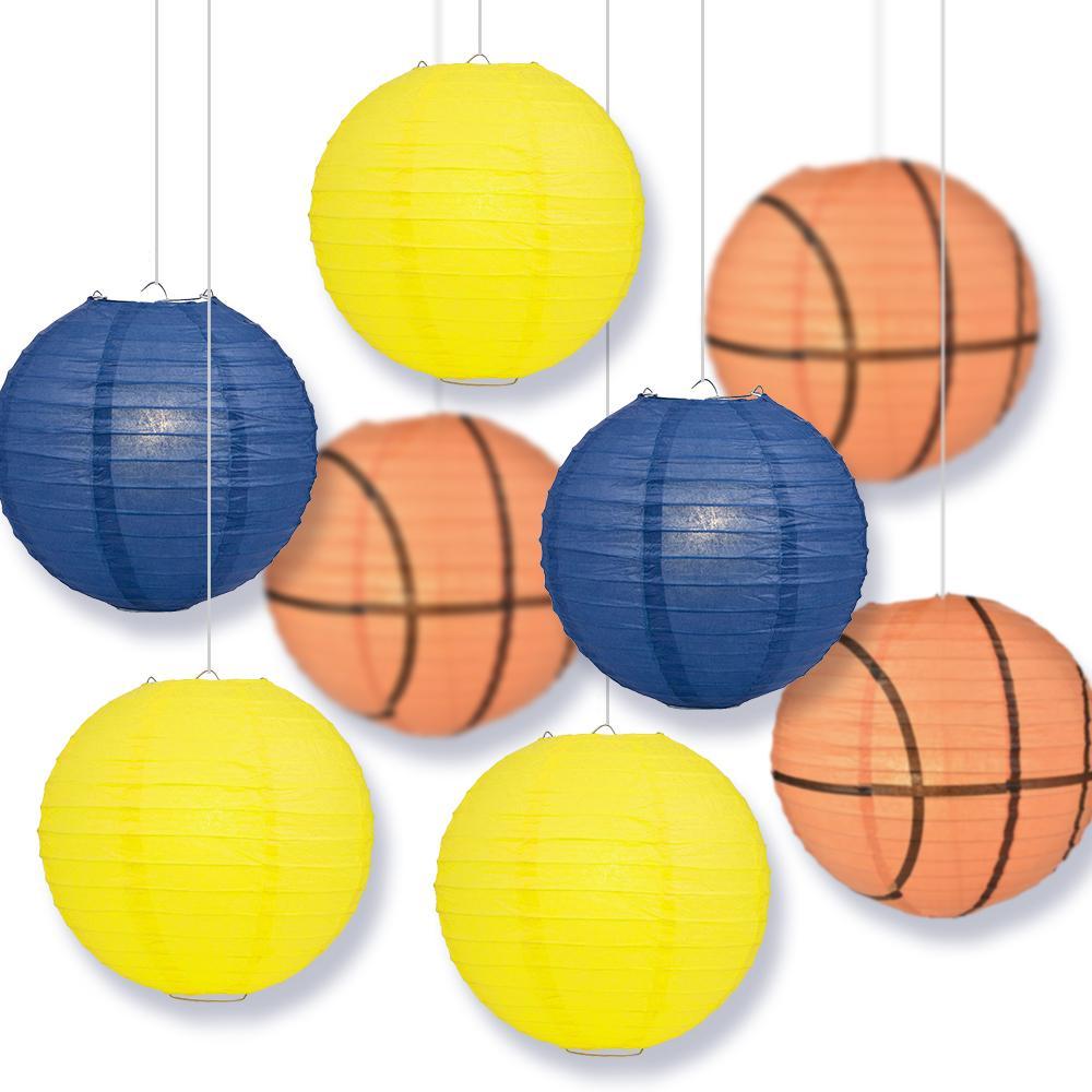 Michigan College Basketball 14-inch Paper Lanterns 8pc Combo Party Pack - Yellow, Navy Blue