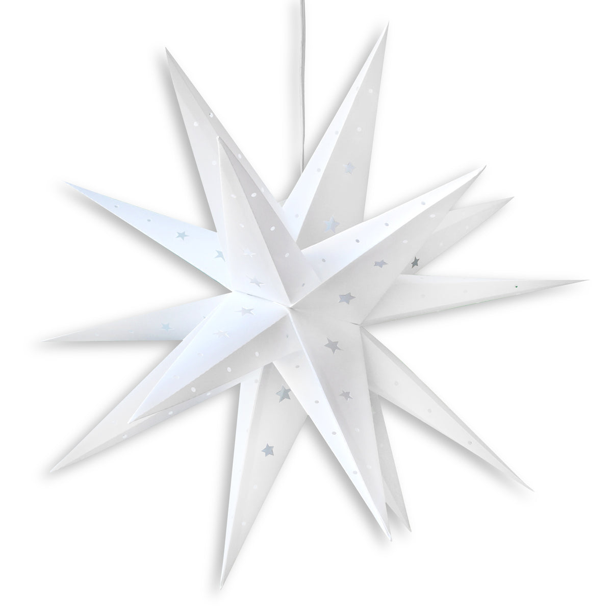 24&quot; White Moravian Weatherproof Star Lantern Lamp, Multi-Point Hanging Decoration - PaperLanternStore.com - Paper Lanterns, Decor, Party Lights &amp; More