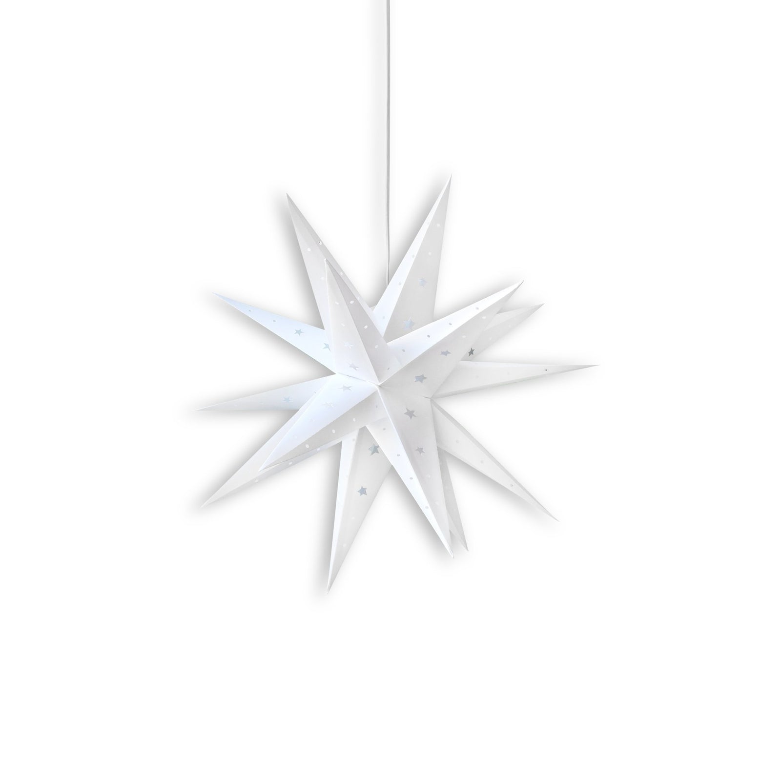 16" White Moravian Weatherproof Star Lantern Lamp, Multi-Point Hanging Decoration (Shade Only)