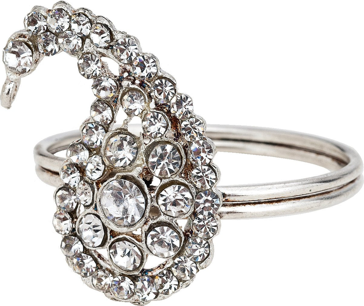 Silver Sparkle Small Paisley Bejeweled Napkin Ring - PaperLanternStore.com - Paper Lanterns, Decor, Party Lights &amp; More