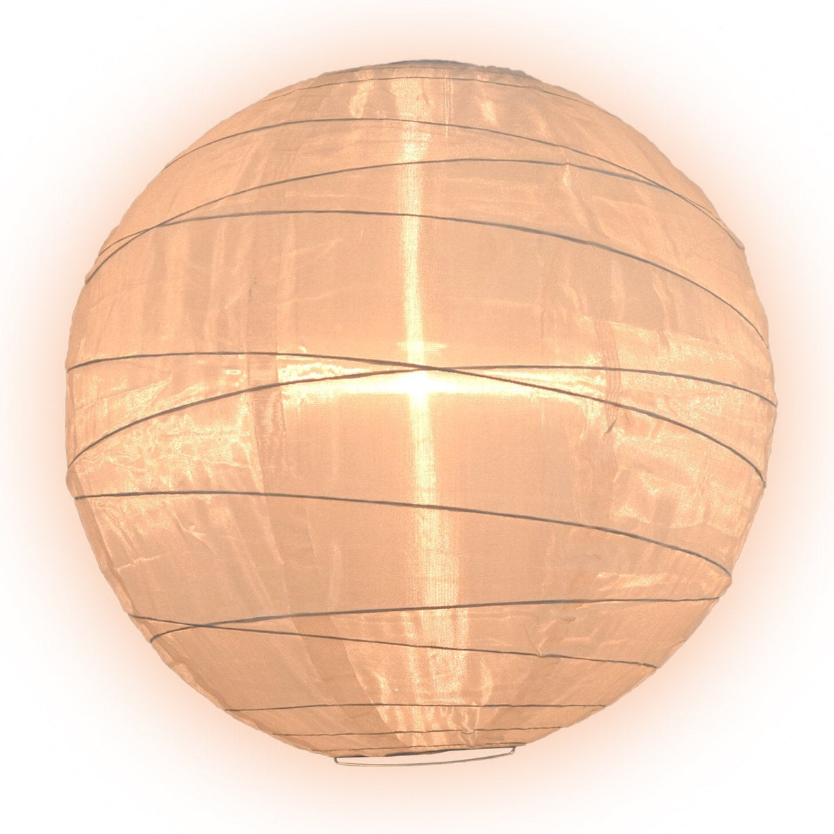 16 Inch Beige Shimmering Nylon Lantern, Free-Style Ribbing, Durable, Hanging - PaperLanternStore.com - Paper Lanterns, Decor, Party Lights &amp; More