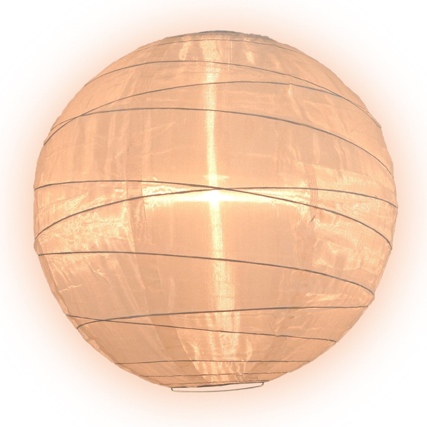 16 Inch Beige Shimmering Nylon Lantern, Free-Style Ribbing, Durable, Hanging - PaperLanternStore.com - Paper Lanterns, Decor, Party Lights & More