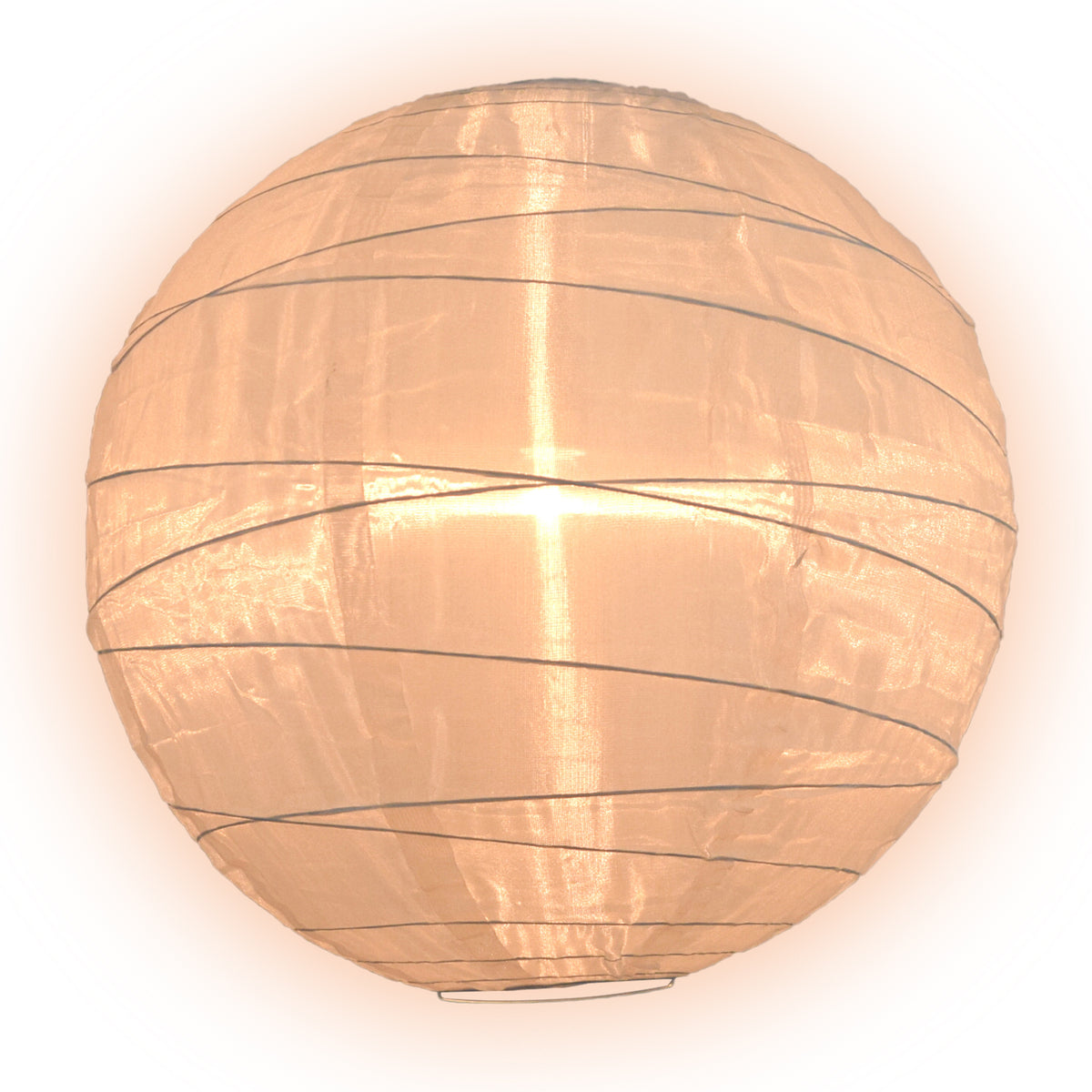 BULK PACK (12) 14&quot; Irregular Ribbed Beige / Ivory Shimmering Nylon Lantern, Durable, Hanging