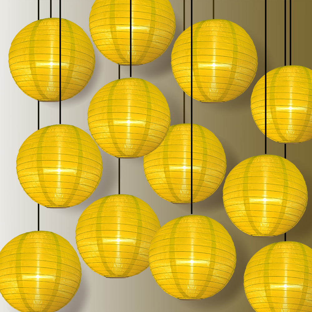 BULK PACK (12) 24&quot; Apple Green Shimmering Nylon Lantern, Even Ribbing, Durable, Hanging Decoration