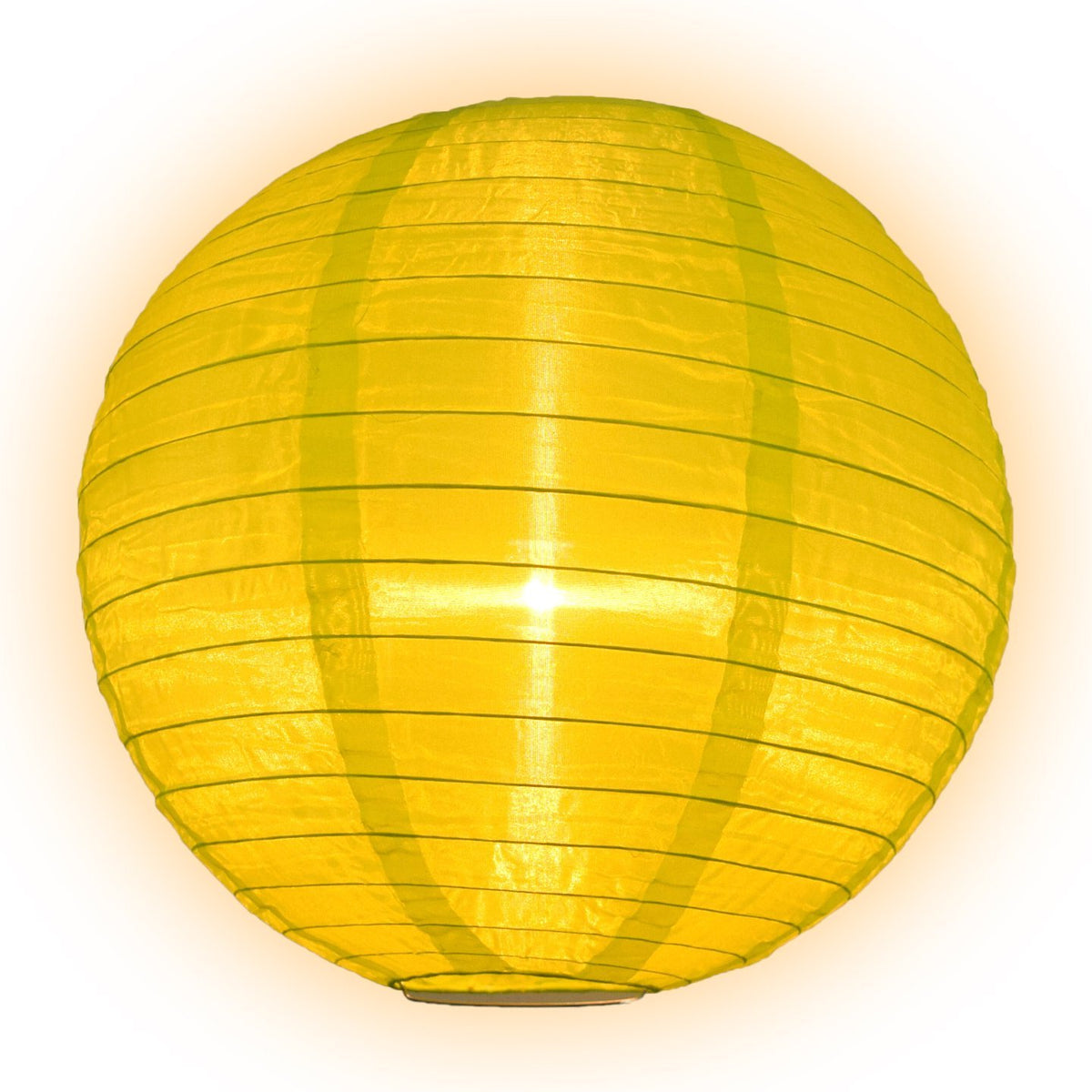 Lit Apple Green Shimmering Nylon Lantern, Even Ribbing, Durable, Hanging