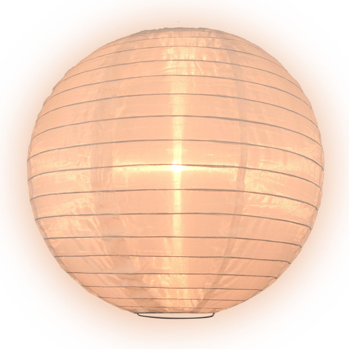 Lit Beige Shimmering Nylon Lantern, Even Ribbing, Durable, Hanging