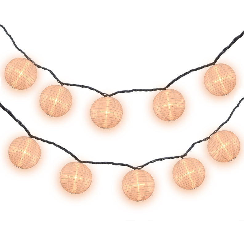 4&quot; Beige Round Shimmering Nylon Lantern Party String Lights (8FT, Expandable)