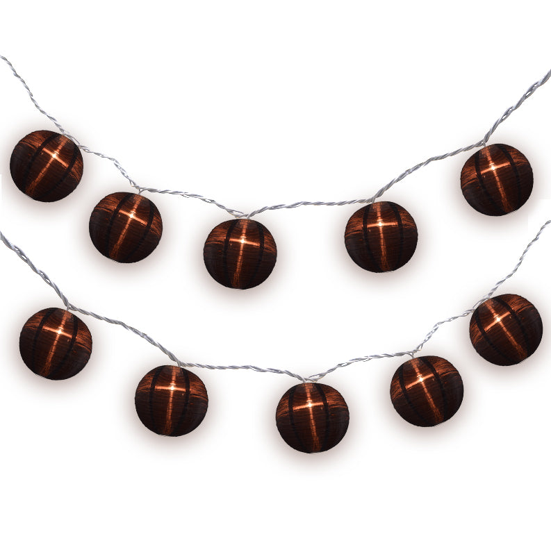 BLOWOUT 4&quot; Black Round Shimmering Nylon Lantern Party String Lights (8FT, Expandable)