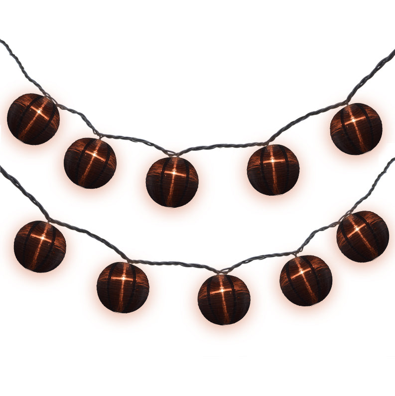4&quot; Black Round Shimmering Nylon Lantern Party String Lights (8FT, Expandable)