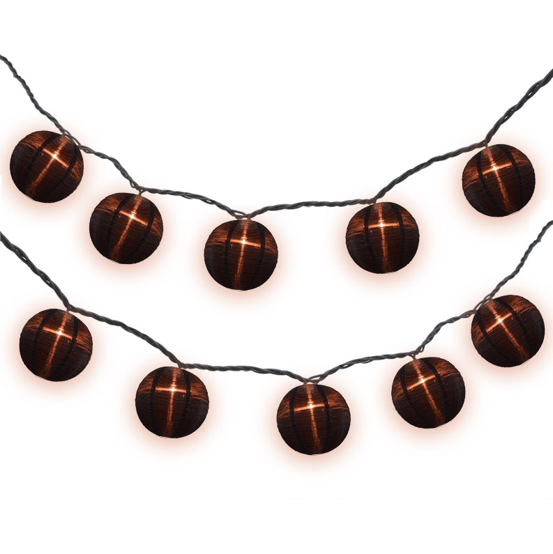 4" Black Round Shimmering Nylon Lantern Party String Lights (8FT, Expandable)