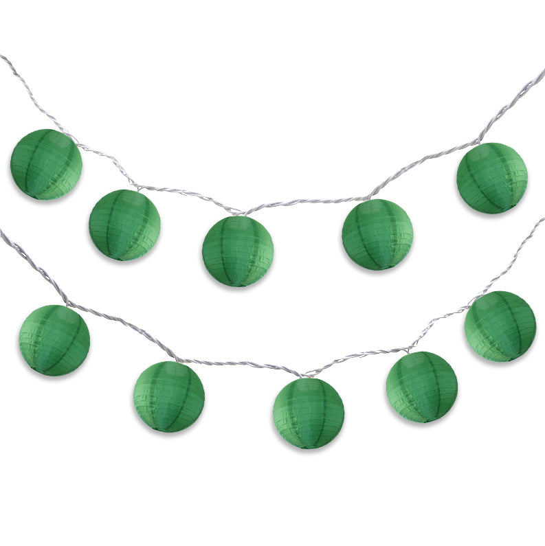 BLOWOUT 4&quot; Emerald Green Round Shimmering Nylon Lantern Party String Lights (8FT, Expandable)