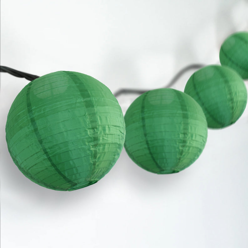 BLOWOUT 4&quot; Emerald Green Round Shimmering Nylon Lantern Party String Lights (8FT, Expandable)