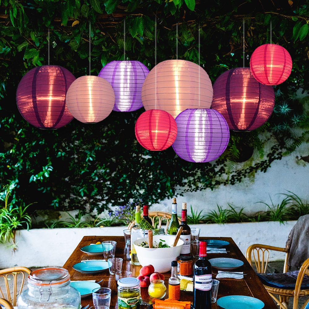 Ultimate 20-Piece Purple Variety Nylon Lantern Party Pack - Assorted Sizes of 6&quot;, 8&quot;, 10&quot;, 12&quot; (5 Round Lanterns Each) for Weddings, Events and Décor