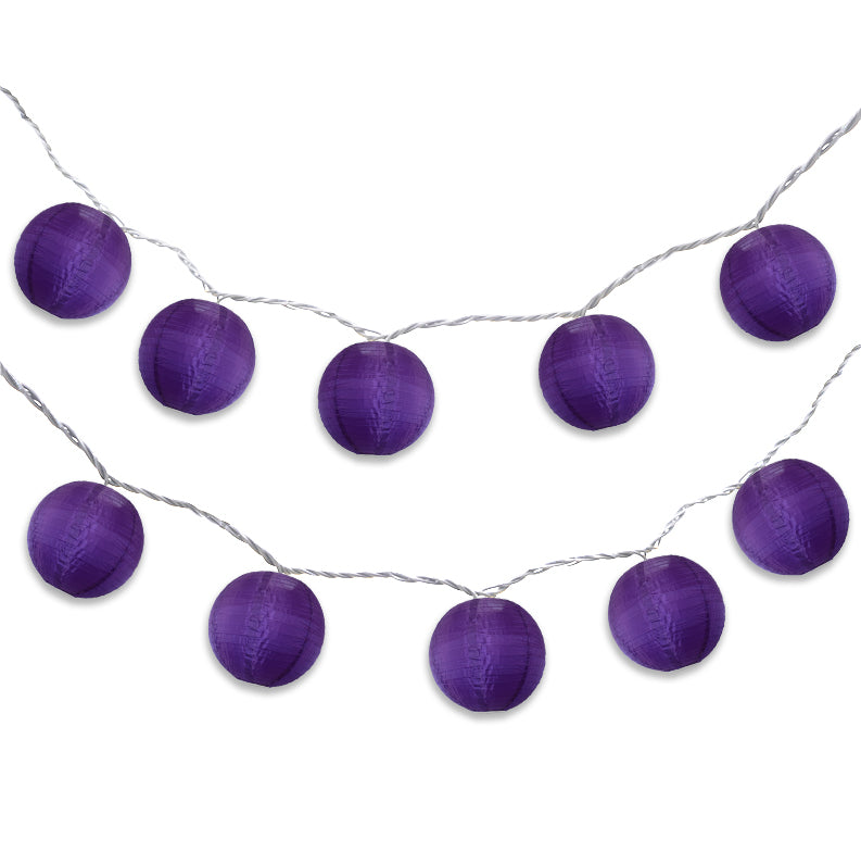 BLOWOUT 4&quot; Royal Purple Round Shimmering Nylon Lantern Party String Lights (8FT, Expandable)